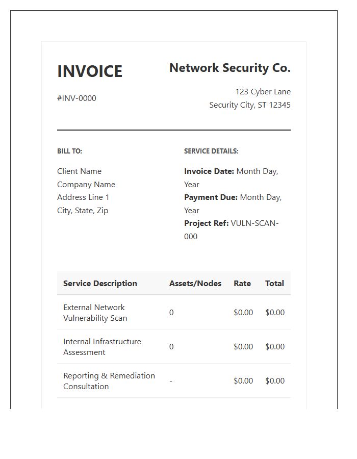 Network Vulnerability Scanning Service Invoice Template