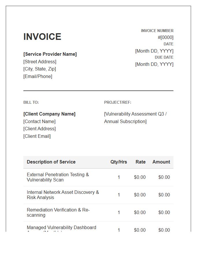 Vulnerability Management Service Invoice Template