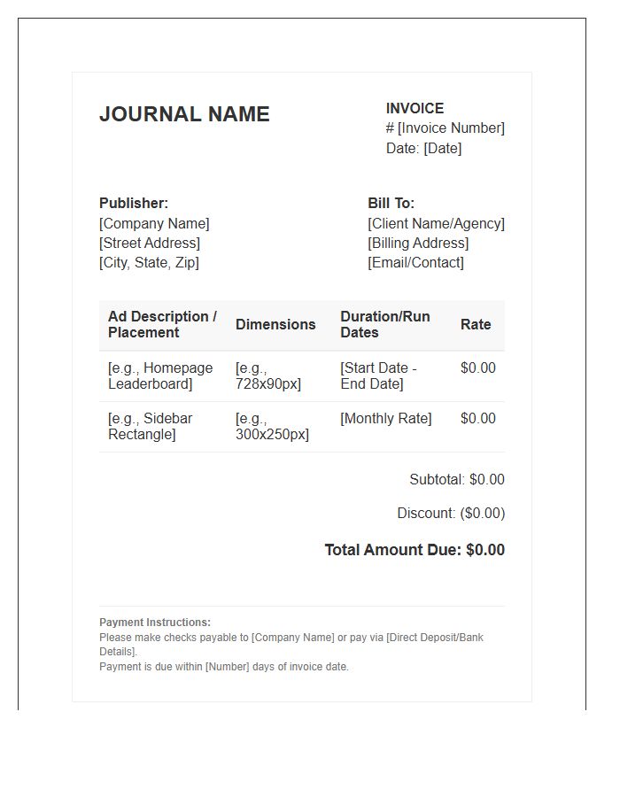 Online Journal Display Ad Invoice Template