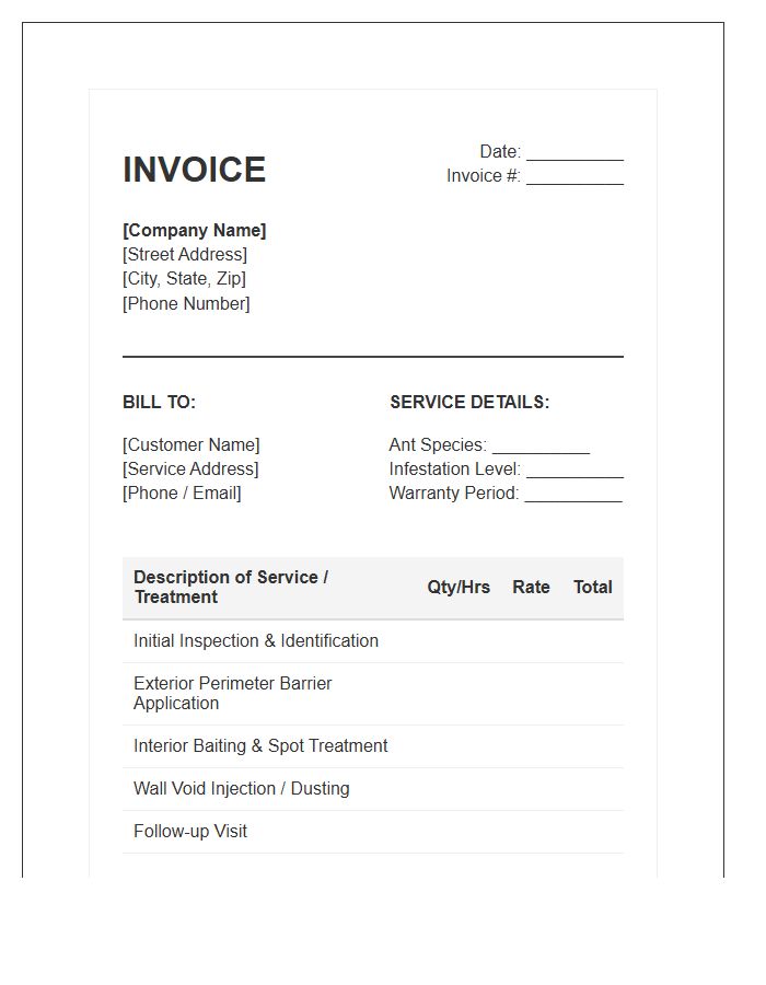 Ant Removal Service Invoice Template