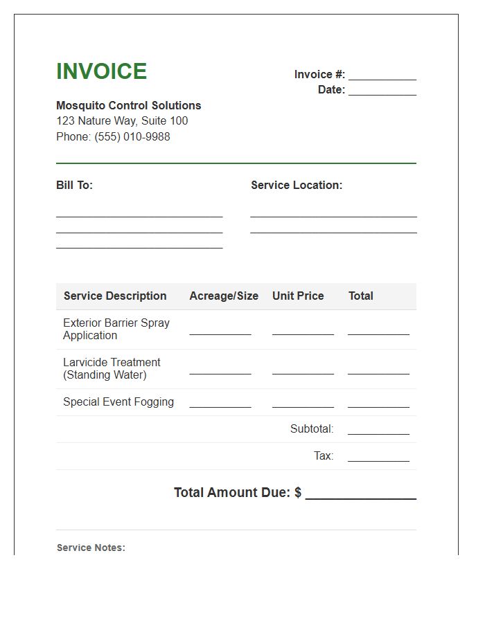 Mosquito Spraying Service Invoice Template