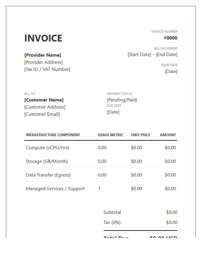 Scalable Infrastructure Subscription Invoice Template