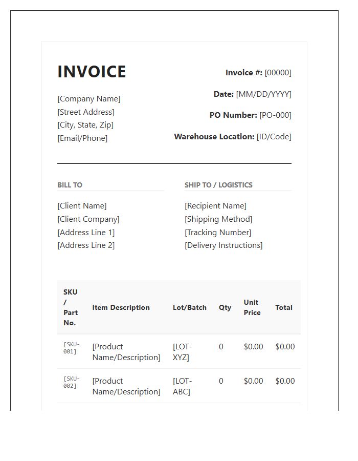 Advanced Inventory Control Invoice Template