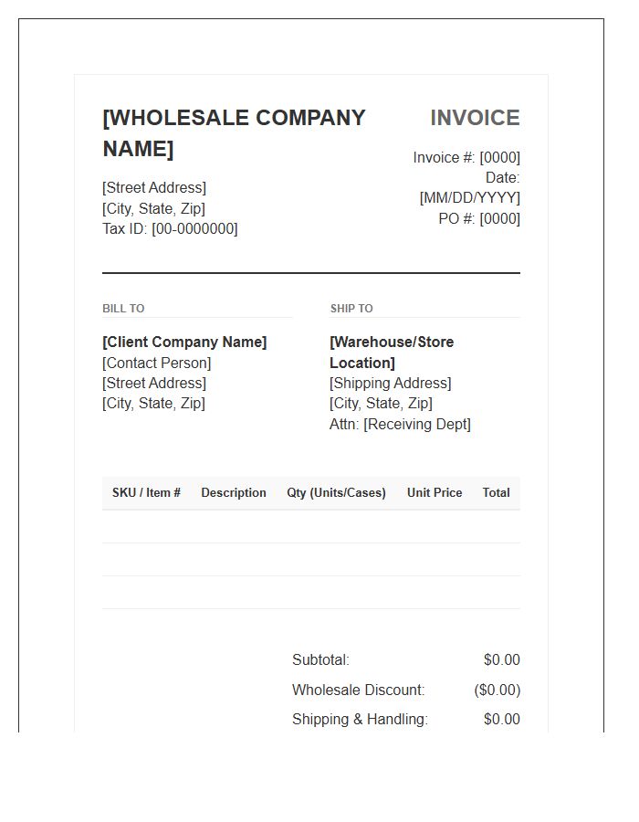 B2B Wholesale Trade Inventory Invoice Template