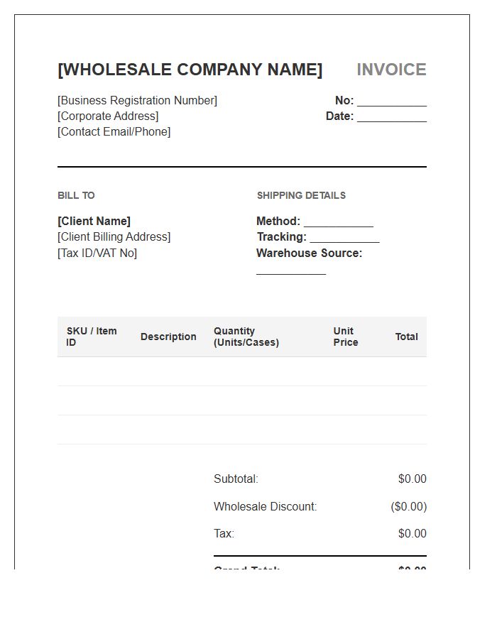 Strategic Wholesale Inventory Invoice Template