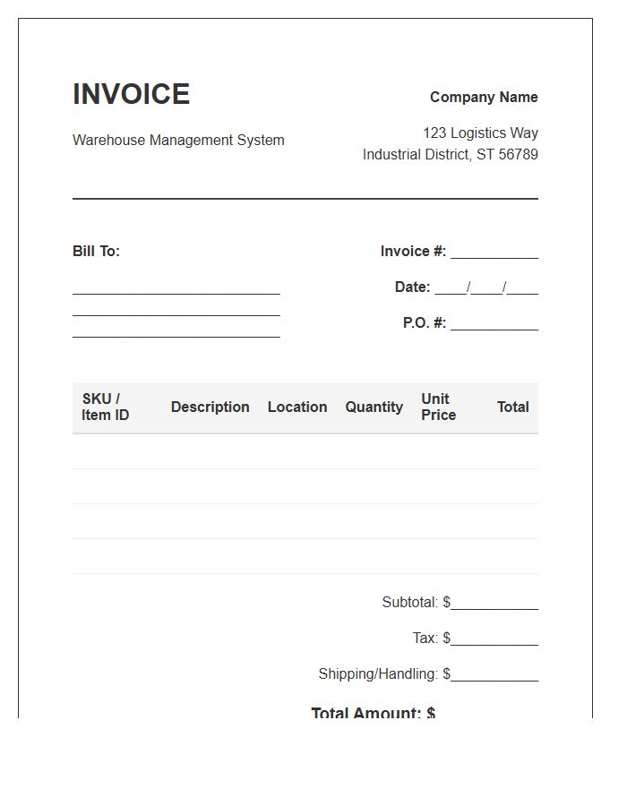 Warehouse Inventory Management Invoice Template
