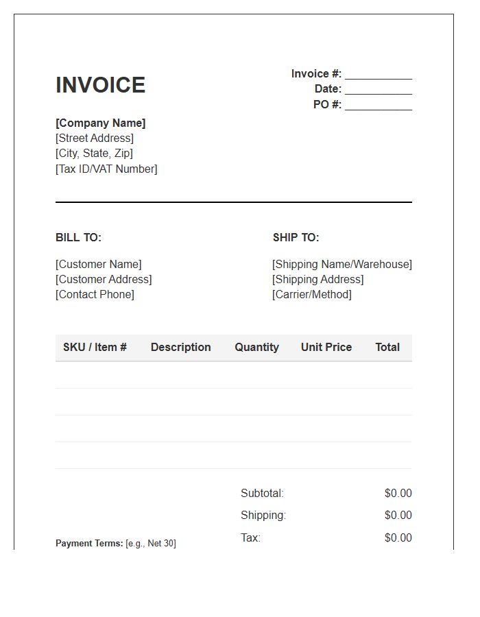 Commercial Inventory Goods Transaction Invoice Template