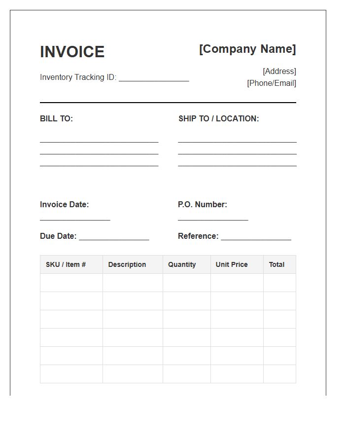 Retail Goods Inventory Tracking Invoice Template