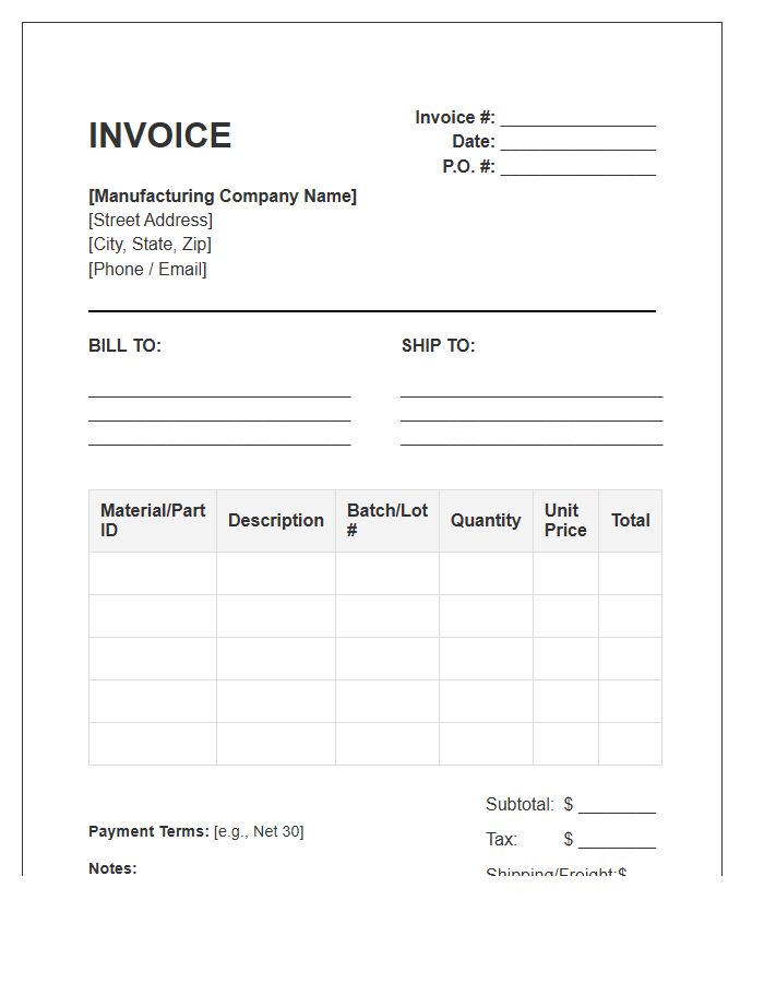 Bulk Manufacturing Material Supply Invoice Template
