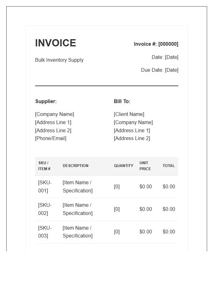 Bulk Inventory Supply Invoice Template
