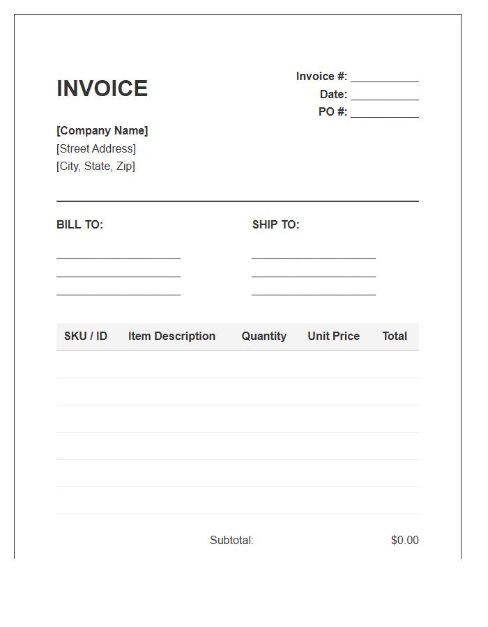 Retail Inventory Tracking Invoice Template