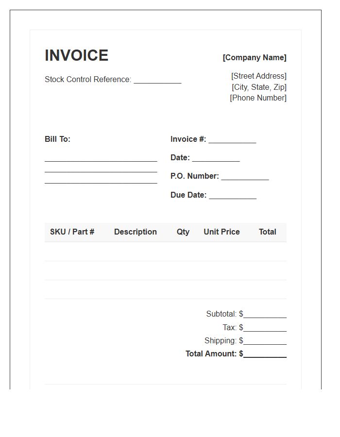 Standard Stock Control Invoice Template