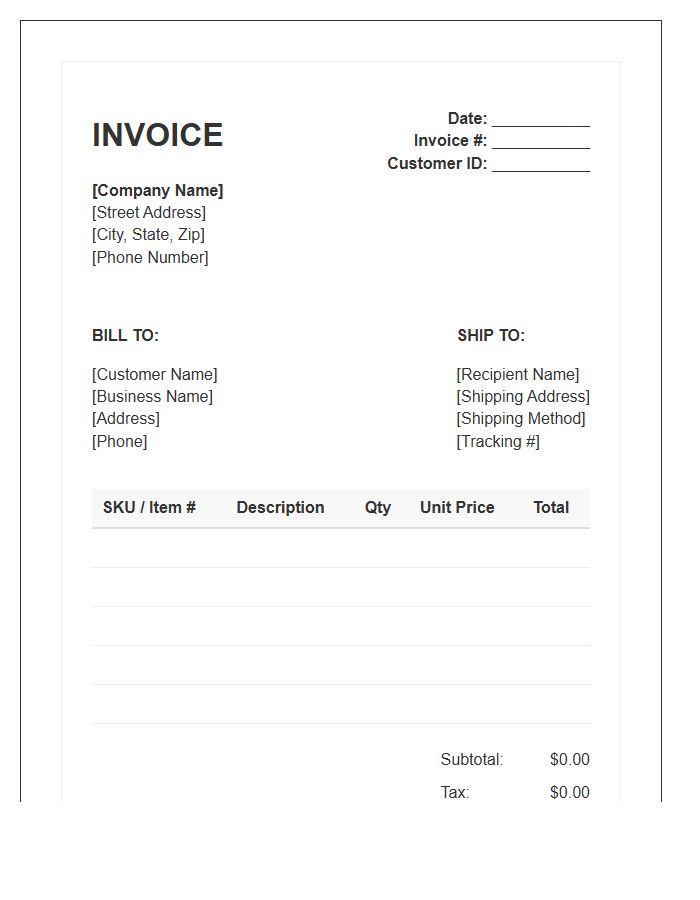 Wholesale Stock Order Invoice Template
