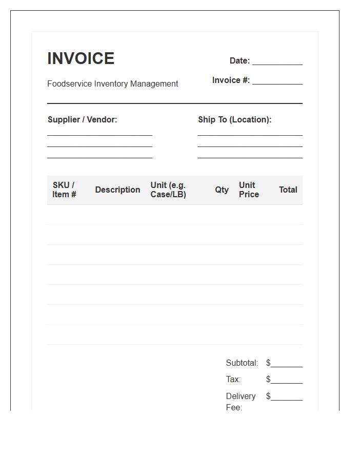 Foodservice Inventory Management Invoice Template