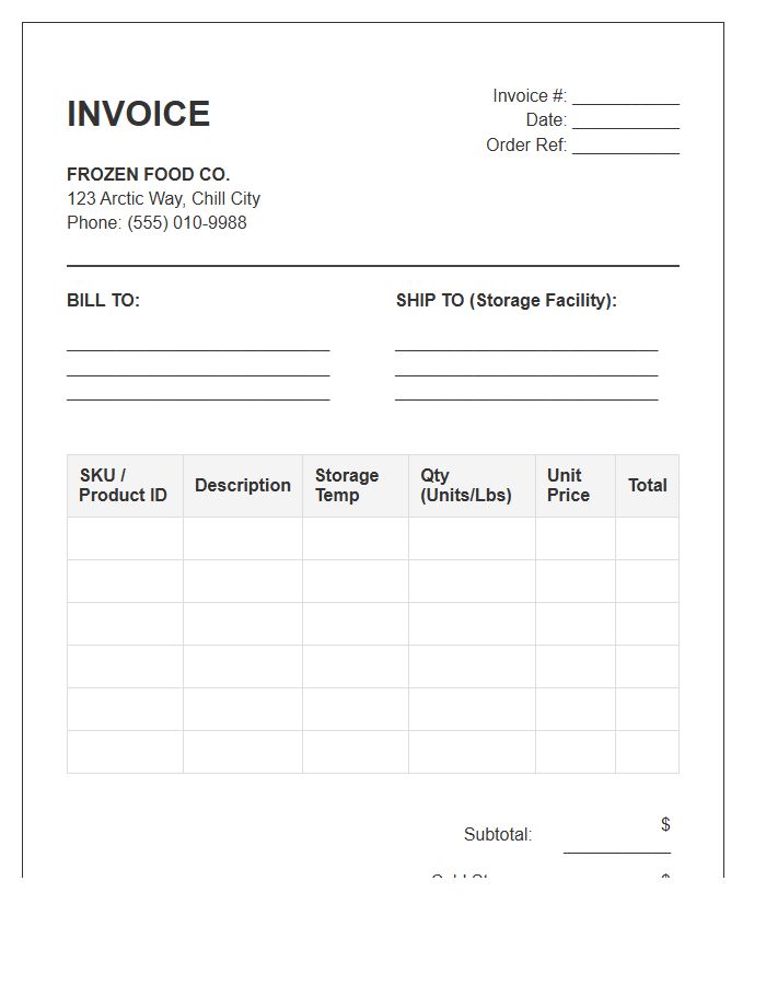 Frozen Food Inventory Invoice Template