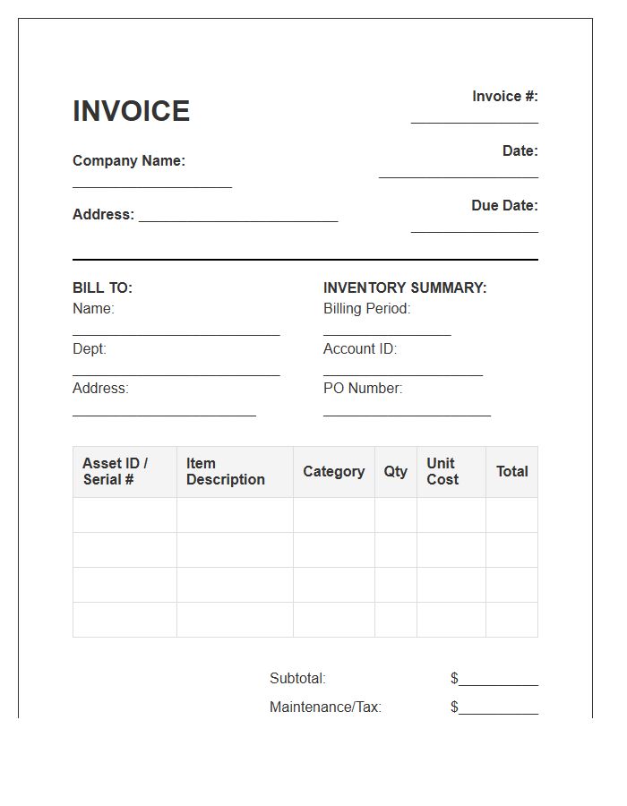 Office Technology Inventory Billing Invoice Template