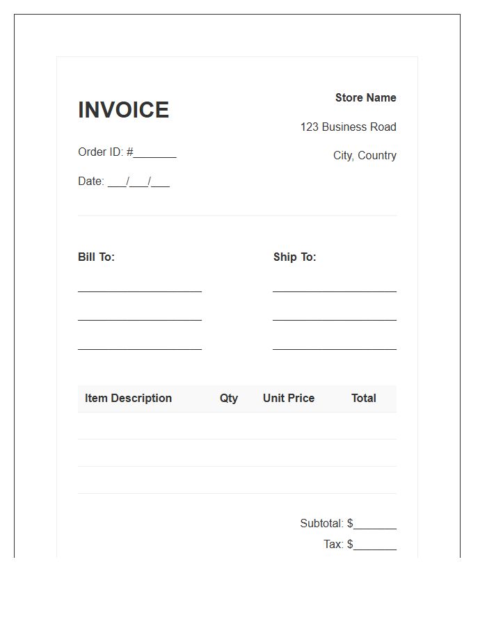 Online Store Order Processing Invoice Template