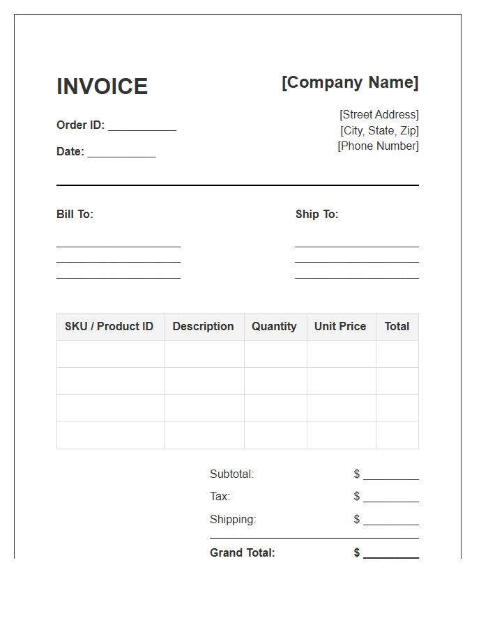 Product Stock Management Order Invoice Template