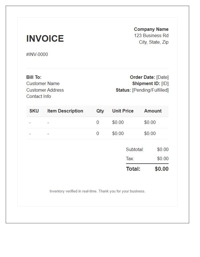 Real Time Inventory Order Invoice Template