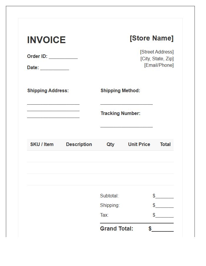 E-commerce Shipping Inventory Invoice Template