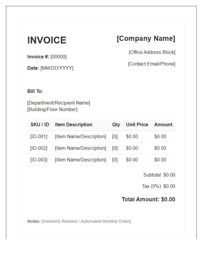Automated Office Inventory Invoice Template