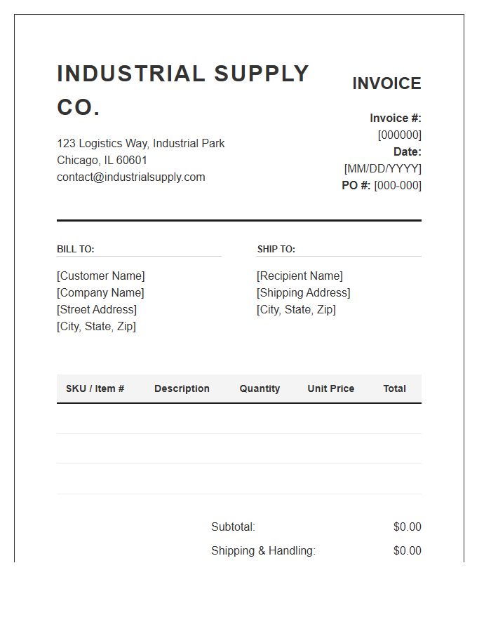 Industrial Office Supply Invoice Template