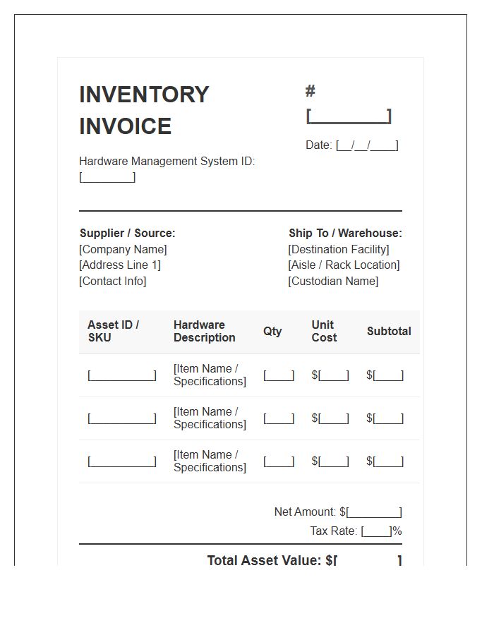 Automated Hardware Inventory Management Invoice Template