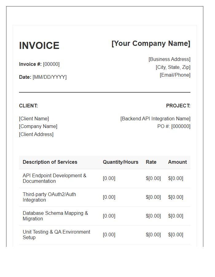 Backend API Integration Service Invoice Template