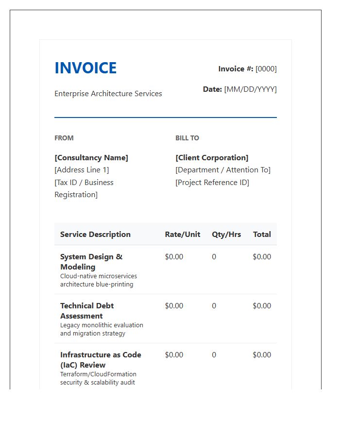 Enterprise Software Architecture Service Invoice Template