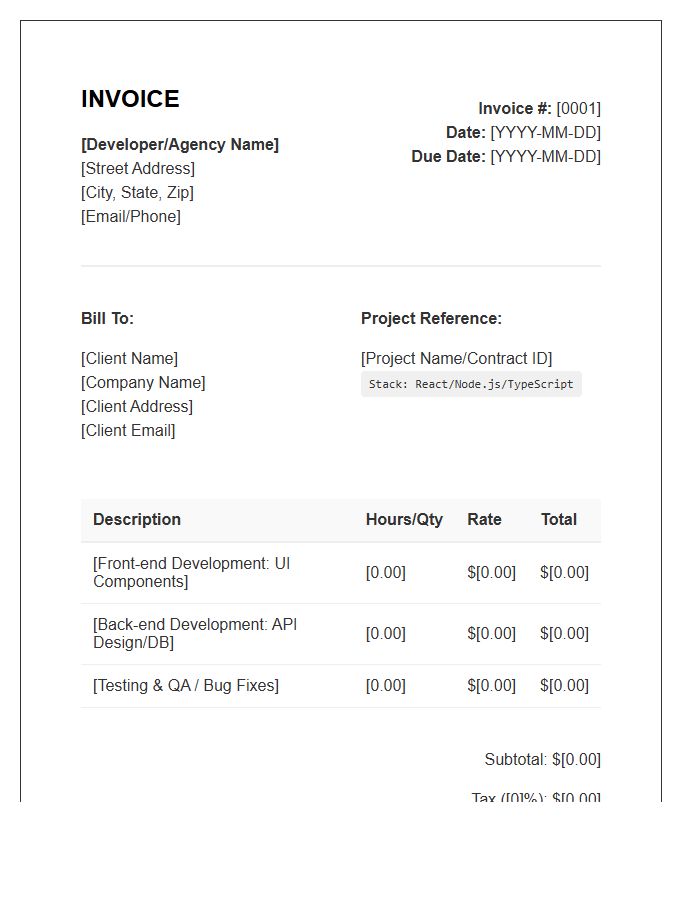 Javascript Application Development Invoice Template