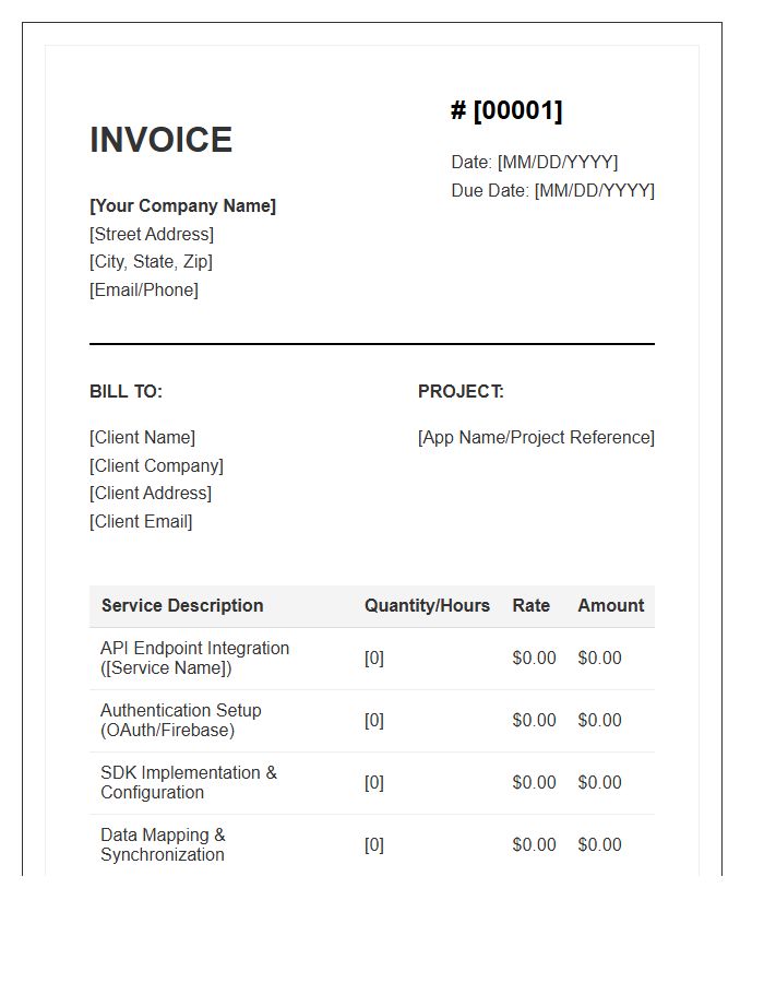 Mobile App Integration Service Invoice Template