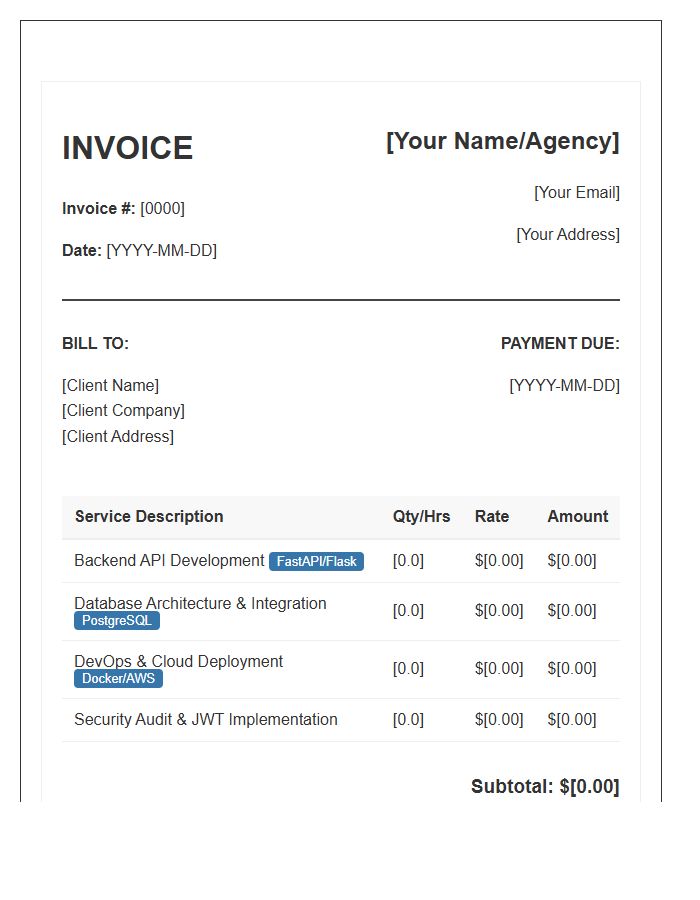 Python Web Backend Service Invoice Template