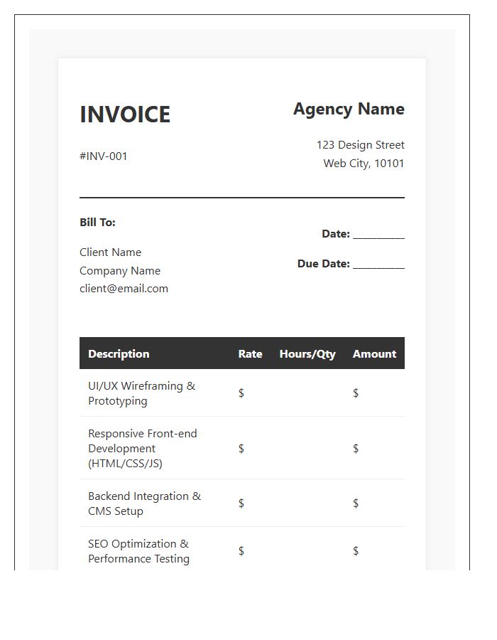 Responsive Web Design Service Invoice Template