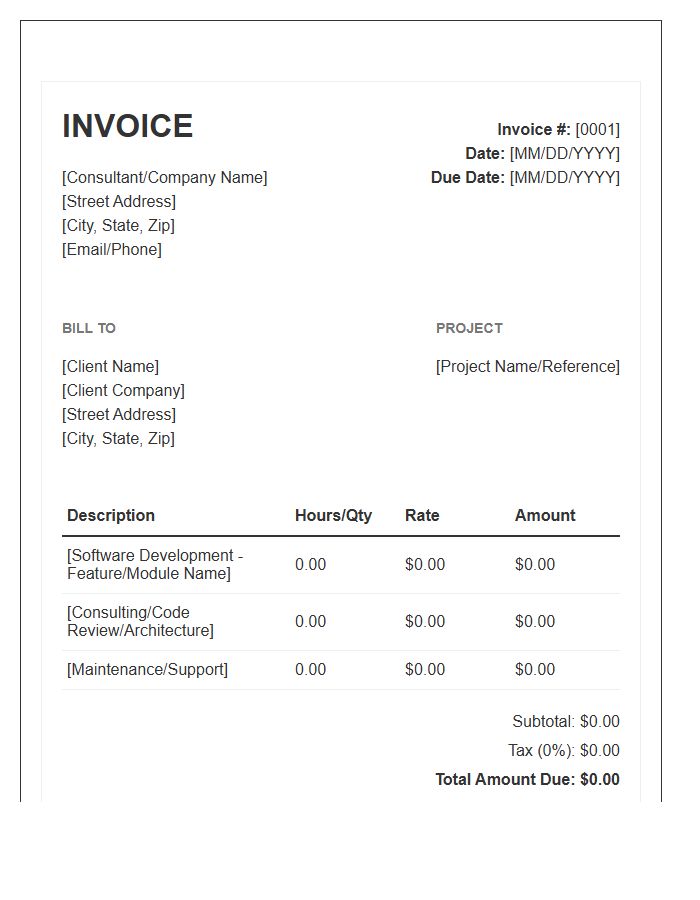 Software Engineering Consultant Invoice Template