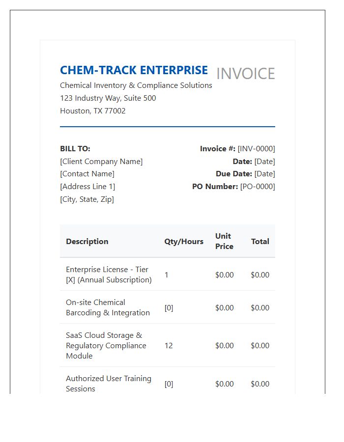 Enterprise Chemical Inventory Solution Invoice Template
