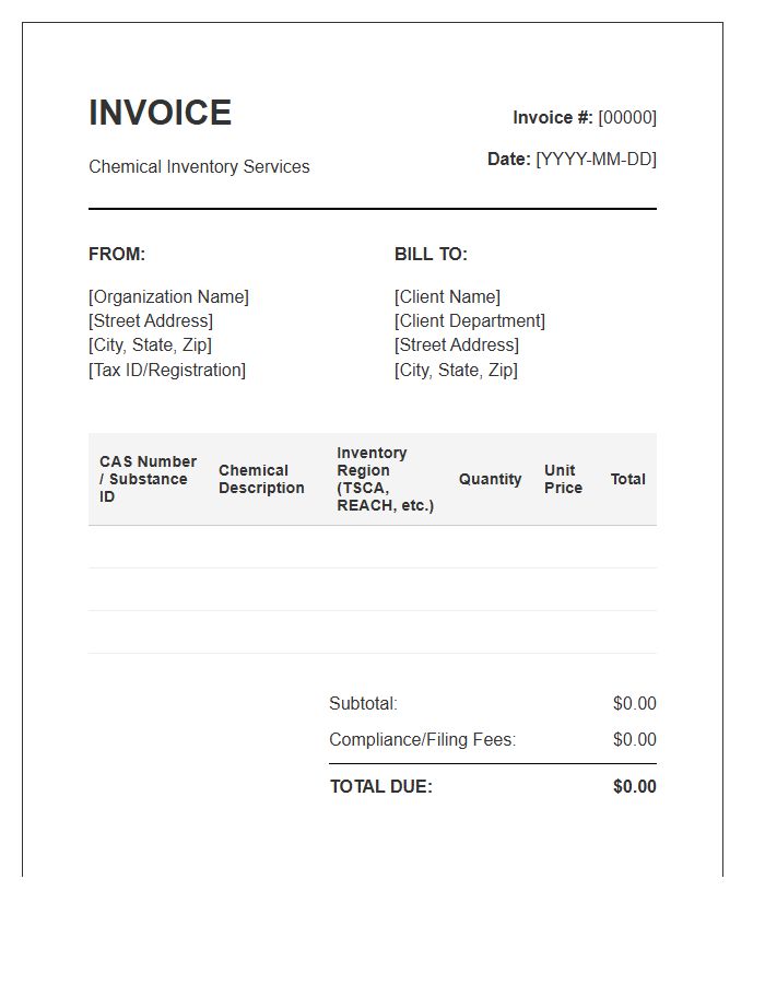 Global Chemical Substance Inventory Invoice Template
