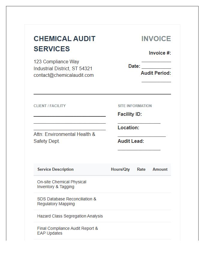 Professional Chemical Inventory Audit Invoice Template