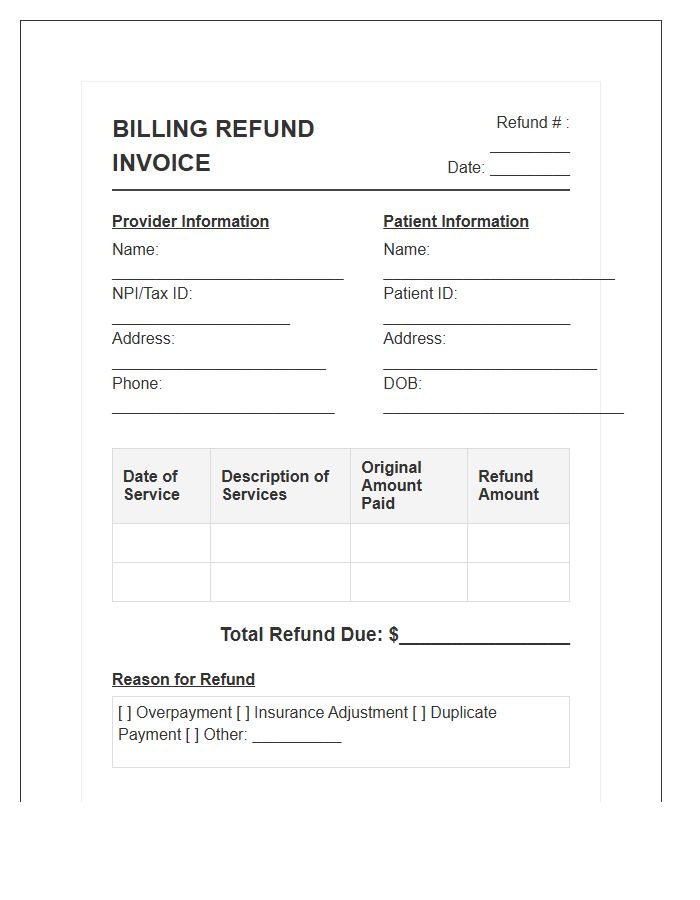 Healthcare Provider Billing Refund Invoice Template