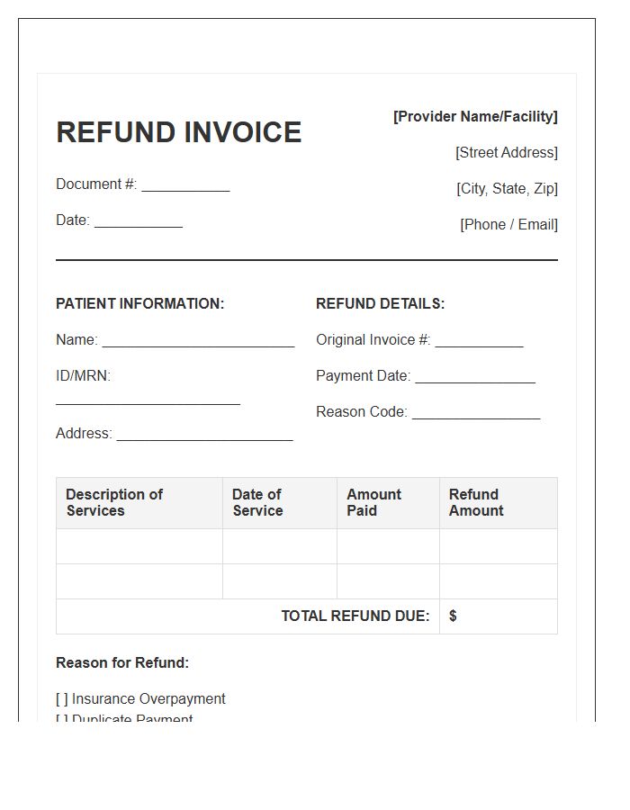 Medical Provider Patient Refund Invoice Template