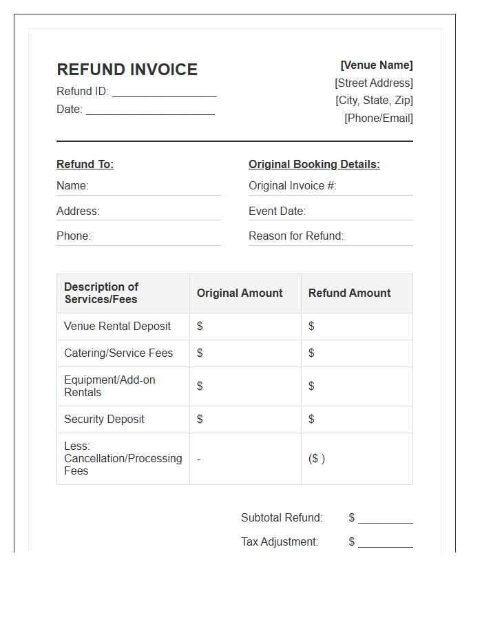 Party Venue Rental Refund Invoice Template