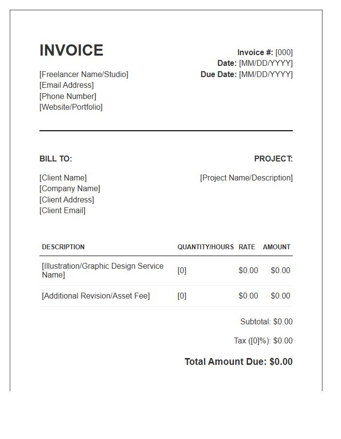 Freelance Graphic Design Illustration Services Invoice Template