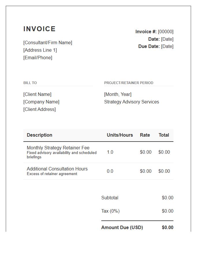 Business Strategy Consultant Retainer Invoice Template