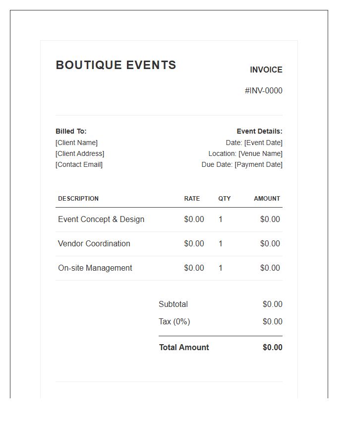 Boutique Event Management Invoice Template
