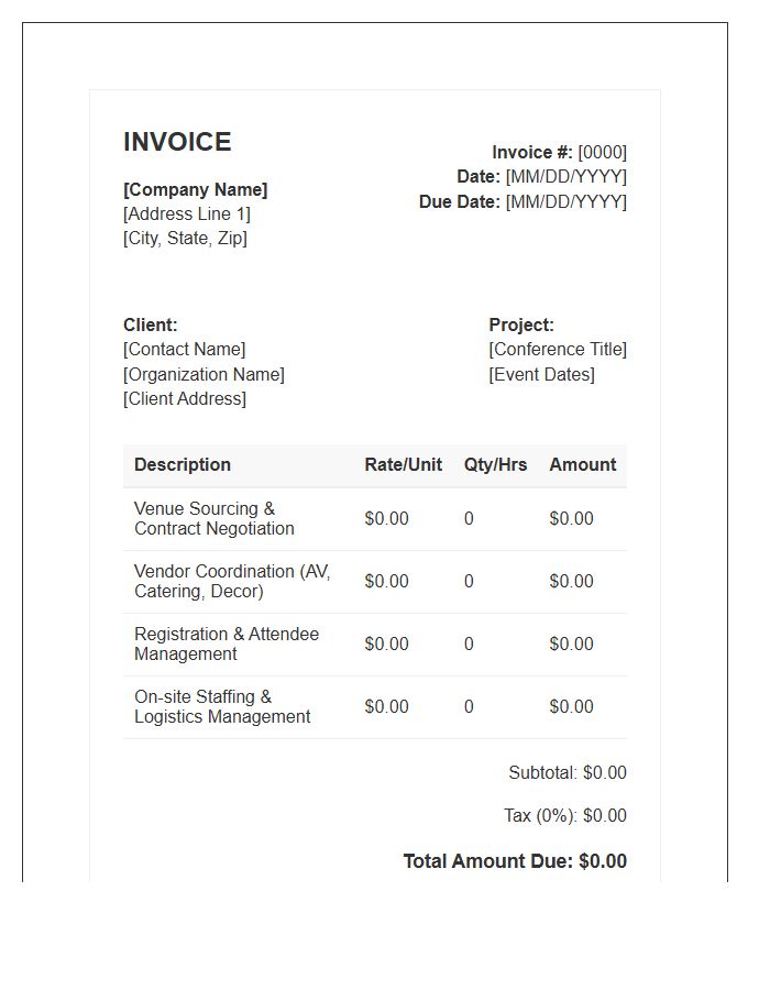 Conference Planning Management Invoice Template