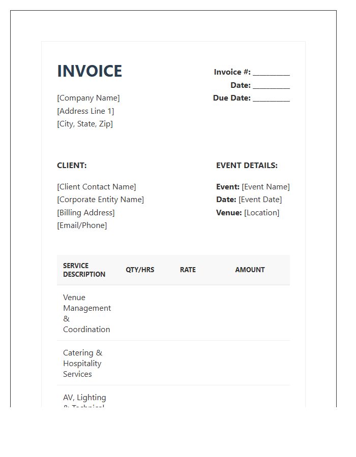 Corporate Event Management Invoice Template
