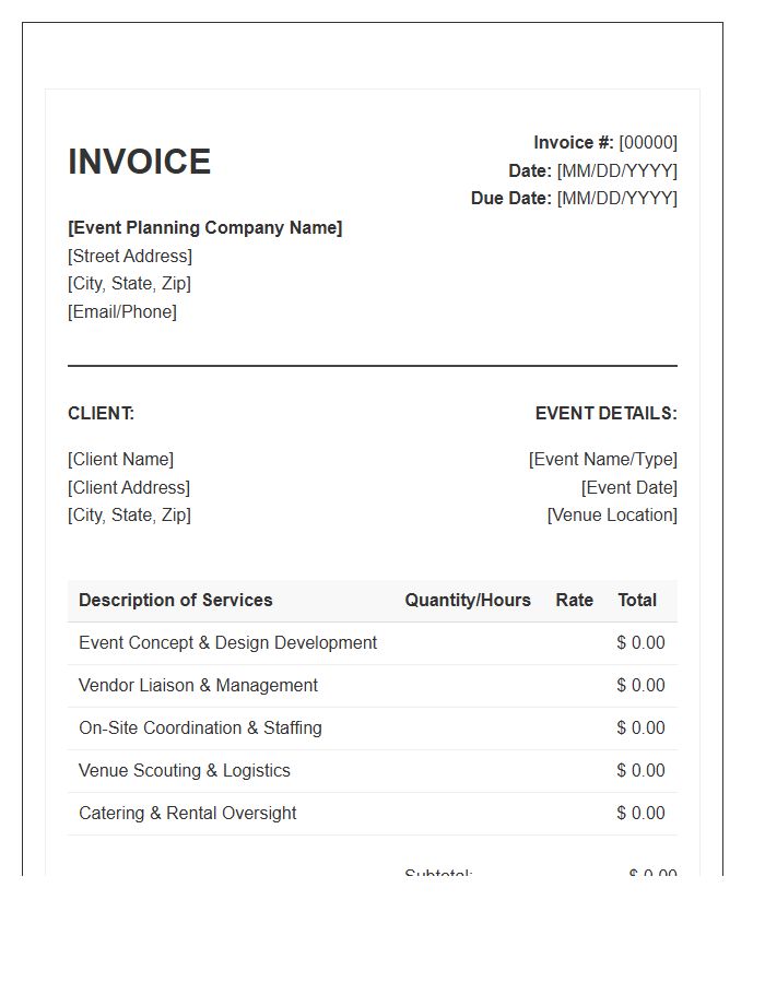 Full Service Event Planning Invoice Template