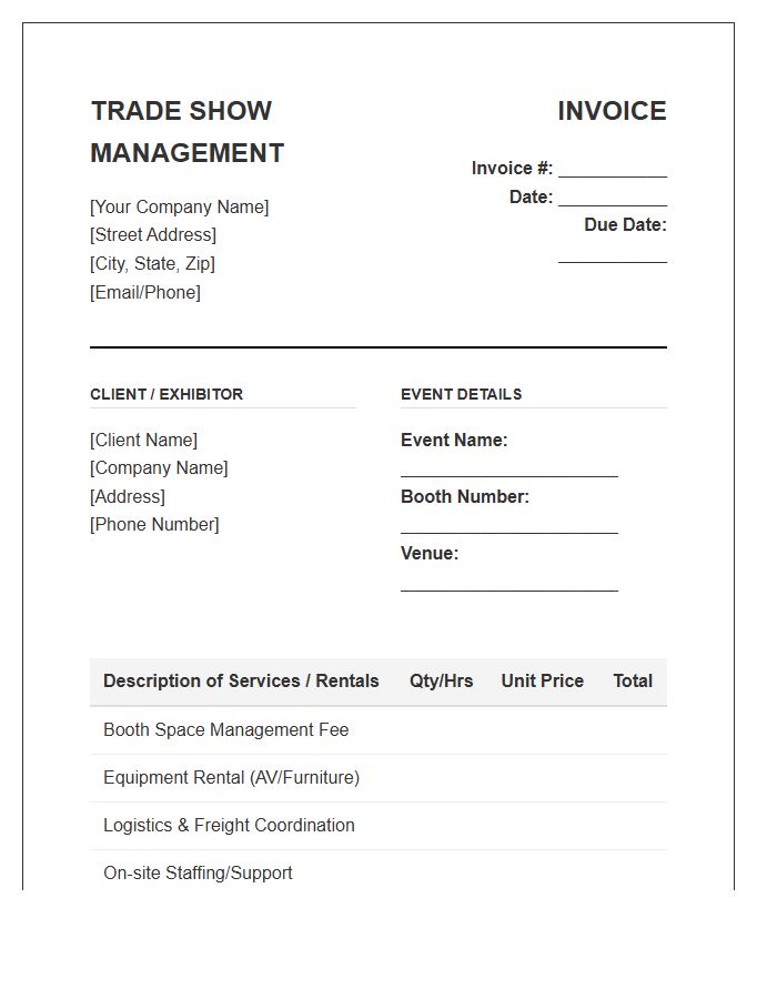Trade Show Management Invoice Template