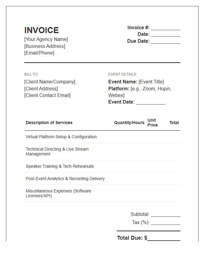 Virtual Event Management Invoice Template