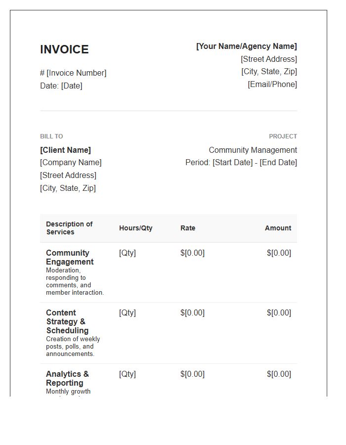 Community Management Service Invoice Template