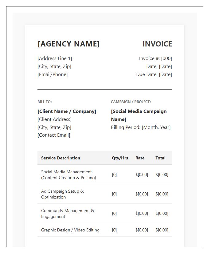 Professional Social Media Marketing Invoice Template